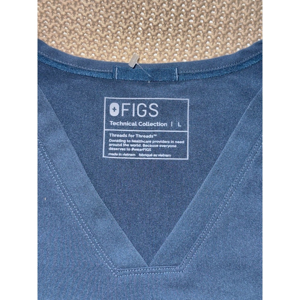 Figs Women's Technical Collection Catarina Pocket Scrub Top Blue Size Large - Picture 3 of 7